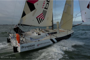Prysmian, scow-shaped Mini 650 that finished second in the 2013 Pornichet Select Race. Photo by Bruno Bouvry.