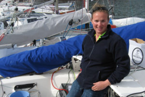 Katrina Ham, seen here before the aborted "first start" of the race. Ham's boat ultimately sank during that voyage. Peter Marsh photo.