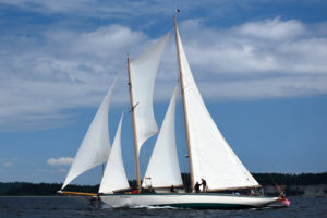 Martha under sail at the 2013 Classic Mariners' Regatta.  Photo by Ashlyn Brown.