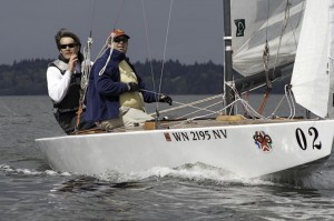 Jay Berglund, sitting forward in a Star boat, along with skipper John Thompson. Photo courtesy of Thera Black.