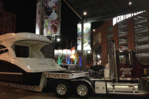 The first boat was moved into the CenturyLink event center Sunday night as the celebrations continued all over the area.