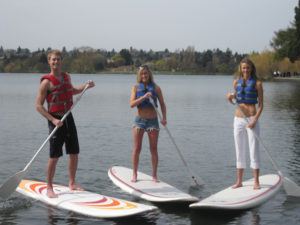 There are many places to rent a standup paddleboard, including the Green Lake Boathouse.