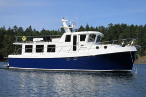 Salish Lady at anchor in Reid Harbor, WA  on her maiden voyage 