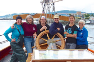 The SSSS women's boating seminar will benefit the Schooner Adventuress "Girls at the helm" program, which ultimately results in women at the helm, as seen here!
