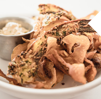 Delicata Squash Chips with Local Goat Cheese Herb Dip