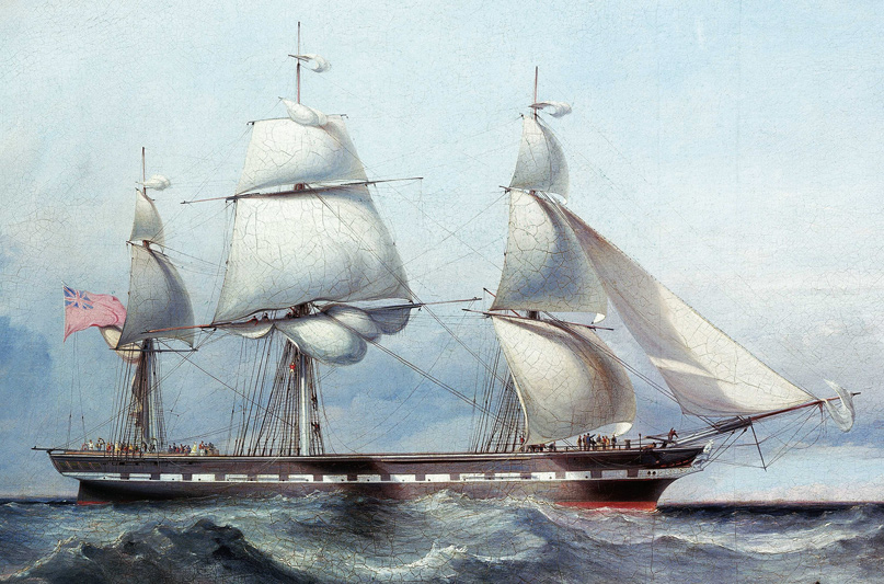 Painting of British merchant ship Roxburgh Castle