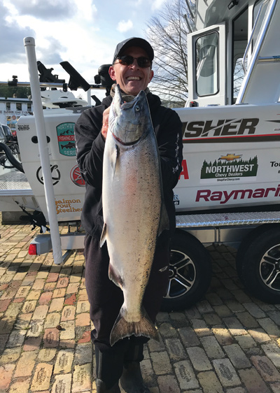 Jason Squibb with fresh caught Hatchery Chinook